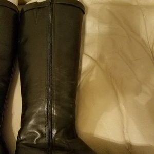 Michelle D Black Leather Knee length Boots